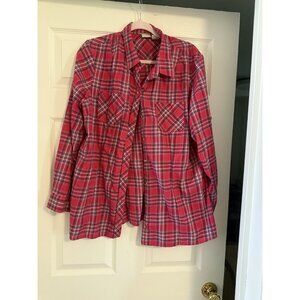 L.L. Bean Shirt Size XL Womens  Button Up Pink Plaid